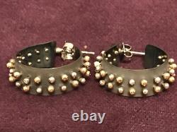 14K Yellow Gold 925 Sterling Silver Vintage Rare Earrings. C578