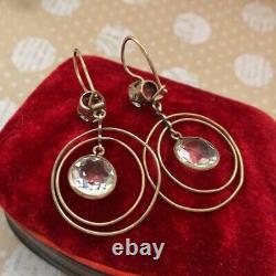 1960 Vintage Gilt Sterling Silver 875 Women's Jewelry Earrings Rock Crystal 4.8g