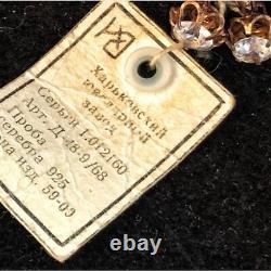 1987 USSR Vintage Gilt Sterling Silver 925 Women's Jewelry Stud Earrings Tag