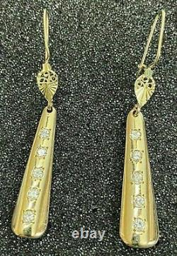 1.00 Ct Diamond Art Deco Vintage Drop And Dangle Earrings 14K Yellow Gold Over