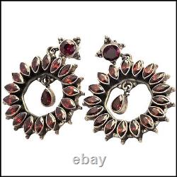 22.3gr Mesmerizing Large Vintage Sterling Silver Garnet Cluster Earrings