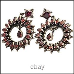 22.3gr Mesmerizing Large Vintage Sterling Silver Garnet Cluster Earrings