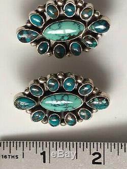25g Vtg DM LEE Navajo Teardrops Tear Drops Turquoise Sterling 925 Earrings 1.75