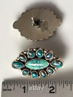 25g Vtg DM LEE Navajo Teardrops Tear Drops Turquoise Sterling 925 Earrings 1.75