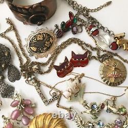 30 pc vintage jewelry lot Trifari Coro Francoise M Gent Laurel Burch JJ Sterling