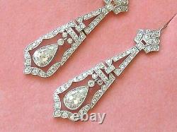 3CT Pear Shape Lab-Created Diamond Drop/Dangle Vintage Antique Wedding Earrings