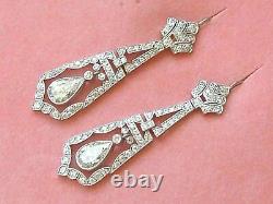 3CT Pear Shape Lab-Created Diamond Drop/Dangle Vintage Antique Wedding Earrings