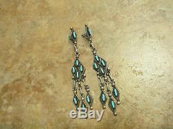 3.5 SPLENDID Vintage Zuni Sterling Needle Point Turquoise CHANDELIER Earrings
