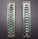 3 Long Signed Vintage Navajo Sterling Silver & Turquoise Needlepoint Earrings