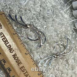 3 swirls 2 x 3/4 dangling 0.925 vintage Sterling Silver PIERCED post Earrings