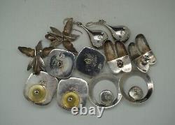6 Pair Lot of Vintage Mexico Sterling Silver. 925 Post Back Earrings MCM 33g