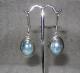 925 Sterling Vintage Blue-silver Mabe Pearl Dangle Earrings Lb2020