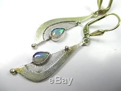 925 Sterling Silber Ohrringe Opal Modernist silver earrings Vintage 90er h n4