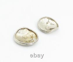 925 Sterling Silver & 14K GOLD Vintage Modernist Round Drop Earrings EG2902