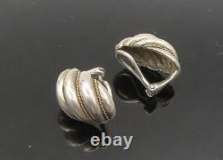 925 Sterling Silver & 14K GOLD Vintage Two Tone Non Pierce Earrings EG10754