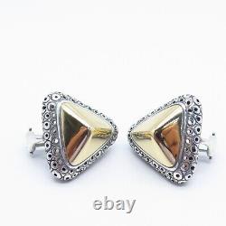 925 Sterling Silver / 14K Gold Vintage Ornate Omega Back Earrings