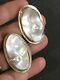 925 Sterling Silver 14k Gold Vintage Blister Pearl Artist Signature Earrings