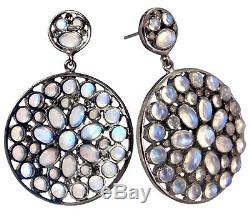 925 Sterling Silver Diamond Dangle Round Gemstone Earrings Vintage Style Jewelry