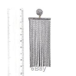 925 Sterling Silver Diamond Tassel Chandelier Earrings 14k Gold Vintage Jewelry