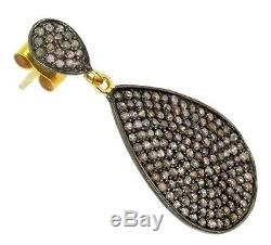 925 Sterling Silver Earrings 14K Gold Diamond Pave Vintage Inspired Jewelry