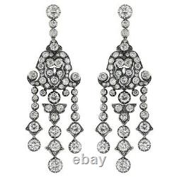 925 Sterling Silver Earrings Cubic Zirconia Jewelry Antique Vintage Style Long