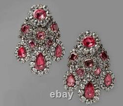 925 Sterling Silver Earrings Cubic Zirconia Russian Crown s Inspired Vintage