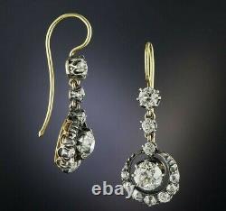 925 Sterling Silver Earrings Cubic Zirconia Vintage tyle Dangle Hook Women