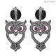 925 Sterling Silver Pave Diamond 14k Gold Vintage Style Owl Earrings Jewelry Qc