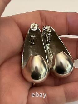 925 Sterling Silver Vintage Alfred Karram Oval Half Hoop Earrings