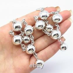 925 Sterling Silver Vintage Ball Dangling Earrings