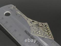 925 Sterling Silver Vintage Black Onyx & Marcasite Dangle Earrings EG11505