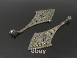 925 Sterling Silver Vintage Black Onyx & Marcasite Dangle Earrings EG11505