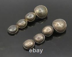 925 Sterling Silver Vintage Dark Tone Linked Non Pierce Drop Earrings EG9553