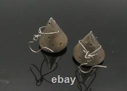 925 Sterling Silver Vintage Dotted Cone Shape Heavy Drop Earrings EG10227