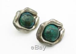925 Sterling Silver Vintage Eilat Stone Non Pierce Clip On Earrings E6890