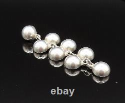 925 Sterling Silver Vintage Fashion Beaded Chain Dangle Earrings EG11720
