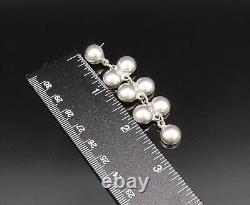 925 Sterling Silver Vintage Fashion Beaded Chain Dangle Earrings EG11720