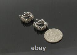 925 Sterling Silver Vintage Genuine Diamonds Curved Drop Earrings EG10761