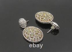925 Sterling Silver Vintage Genuine Yellow Diamonds Dangle Earrings EG10501
