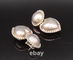 925 Sterling Silver Vintage Hammered Bead Ball & Love Heart Earrings EG12272