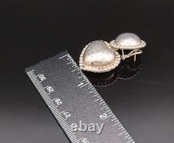 925 Sterling Silver Vintage Hammered Bead Ball & Love Heart Earrings EG12272