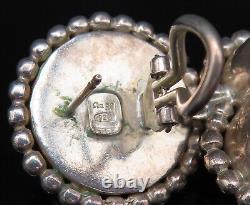 925 Sterling Silver Vintage Hammered Bead Ball & Love Heart Earrings EG12272