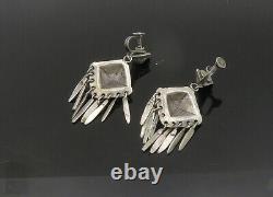 925 Sterling Silver Vintage Heavy Swirl Non Pierce Dangle Earrings EG10746