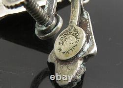 925 Sterling Silver Vintage Heavy Swirl Non Pierce Dangle Earrings EG10746