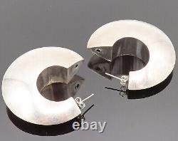 925 Sterling Silver Vintage Hollow Chunky C Shape Hoop Earrings EG12320