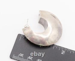 925 Sterling Silver Vintage Hollow Chunky C Shape Hoop Earrings EG12320