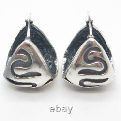 925 Sterling Silver Vintage Italy Tribal Hoop Earrings
