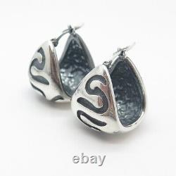925 Sterling Silver Vintage Italy Tribal Hoop Earrings