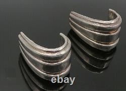 925 Sterling Silver Vintage Large Curved Non Pierce J-Hoop Earrings EG5600