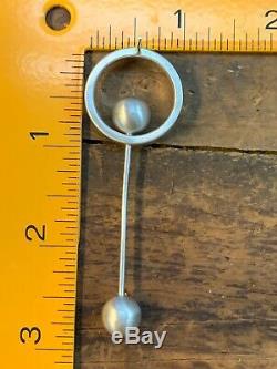 925 Sterling Silver Vintage Large Modernist Designed Dangle Earrings